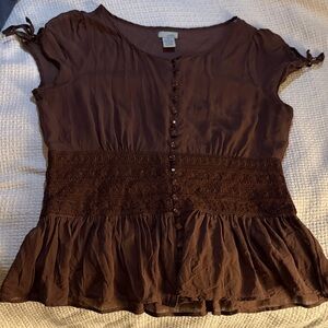 Elegant Brown Blouse with Button Details